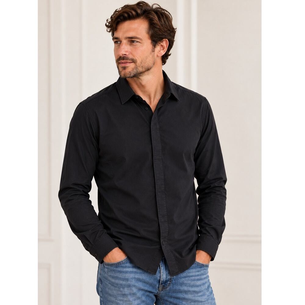 Lululemon Athletica Black Textured Button Down Shirt